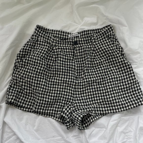 Reformation Pants - Reformation Linen Checkered Gingham Shorts
